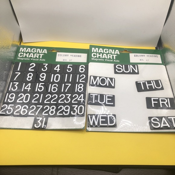 Other - 2 New Magna Chart Visual Magnetic Aids Column Heading Days #27, Numbers #37